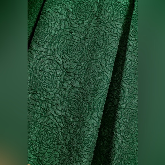 Lulus Loving is Easy Emerald Green Jacquard Pleated Skater Dress - Picture 6 of 9